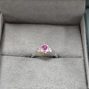 Elegant S925 Silver and Yellow Moissanite Ring